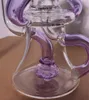 2021 Hookah Bong Glass Dab Rig Purple Recyler Water Bongs Smoke Pipes 8-10 Inch Height 14.4mm Female Joint with Quartz Banger