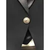 High Street Est Designer Blazer Jacket Kvinnors Satin Collar Single Button Slim Fitting Classic 210521