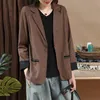 Automne Arts Style Femmes À Manches Longues Lâche Casual Blazers Seul Bouton 100% Lin Vintage Blazer Femme Manteaux M307 210512