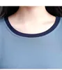 Pamuk Kadın Yaz Kısa Kollu Gevşek Tee Gömlek Blusas Mujer De Moda Artı Boyutu Zarif O-Boyun Bluz Blusa 10015 210521