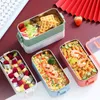 Lunchbox Lekvrije Magnetron Volwassen Student Food Storage Container zonder BPA Dubbele roestvrij staal 304 1100ml 210423