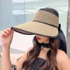 Handmade Woven Summer Beach Sun Hat Adjustable Resort Wide Brim Hats Caps without top for Women Gift