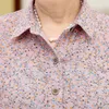 할머니 의류 코튼 인쇄 긴 소매 셔츠 봄 가을 캐주얼 플러스 사이즈 여성 블라우스 중년 어머니 탑 여성 블라우스