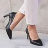 Dress Shoes Brand Beliz 100% Genuine Leather Black, Tan Navy-blue nude Colors 6Cm Heel-height Women Stiletto Pumps high heels JS7N