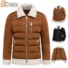 Men Winter Vintage Casual Suede Fleece Collar Warm Thick Parkas Jacket Coat Outwear Fahsion Pockets Classic Parka Male Plus 211214