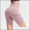 Abiti Esercizio Esercizio Atletico Atletico Abbigliamento per esterni Alloggio all'aperto Palestra Pantaloncini da yoga senza cuciture in vita alta con tasca Pocket Cycling Sport Leggings Runni