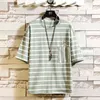 BQODQO 2019 T Shirt per uomo T-shirt O-collo Summer Fitness Magliette Jogger Fashion Streetwear Plus Size Tee Casual Trendy Striped H1218