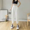 SURMIITRO Fashion Summer Long Harem Pants Women Korean Style Green Black White High Waist Ankle Length Trousers Female 210712