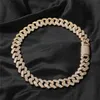 17mm Cuban Link Chain Iced Out Full Zircon Gold Silver Plated Mens Bling Necklace