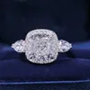 Kudde skurna labb Moissanite Promise Ring 925 Sterling Silver Engagement Wedding Band Rings for Women Bridal Finger Smyckes