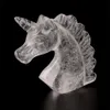 1pc Natural Clear Quartz Crystal Unicorn Inredning Specimen Hand Carved Horse Head Figurine