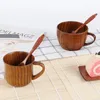 1pc gobelet en bois de style japonais de style japonais isolant bois isolant café coffee boire de tasse de cuillères