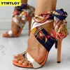 Ribbon Summer Luxury High Heels New Women Pumps Comfort Shoes Sandals Sexy Party Female Peep Toe Gladiator Rome Leisure Y0406