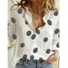 Rahat Uzun Kollu Baskı Düğmesi Gevşek Gömlek Kadın Pamuk Keten Bluzlar Ofis Lady Vintage Streetwear Artı Boyutu Gömlek Tops 210526