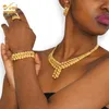 Earrings & Necklace Nigerian Wedding Jewelry Set Gold Plated Dubai African Chokers Rings Fashion Bridal Jewellery Sets For Women