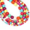 Autres perles de pierre turquoises naturelles colorées rondes en vrac pour la fabrication de bijoux bricolage collier bracelet accessoires faits à la main Rita22