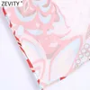 Zevity Women Vintage Totem Floral Print Sexy Strapless Chic Camis Tank Ladies Summer Back -Backknot Owilowanie Topy LS9344 210603