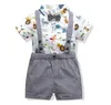 Kläder Sats Född Baby Boy Kläder Gul Kortärmad Romper + Shorts + Hat Infant 3pcs Toddler Outfits
