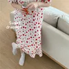 Vrouwen Nachthemd Comfortabele Korte Mouw Vintage Harten Gedrukt Nachtkleding Chic Katoen Mode Pyjama Jurk 210525
