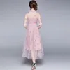 Mode femmes robe maille taille papillon broderie jupe mi-longue été vêtements de haute qualité 210520