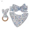 Hair Accessories KLV 3Pcs Baby Ears Teether Cotton Bibs Headband Infant Saliva Towel Care Set Nursing Gifts