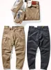 Herenbroek Amerikaanse retro zwaargewicht geweven casual tooling mode slanke chino elastische gewassen oude twill kaki rechte broek