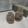 Fashion Designer Winter Warm Wool Letter Slippers Top Quality Soft Ful Fluffy Furry Platform Shoes Indoor Home Men Women Comfortable Slides Sandals Scuffs