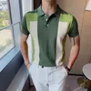Satış Yüksek Kalite Çeşitlendirilmiş erkek Kısa Kollu Polo Gömlek Kişilik Moda Buz İpek Yaka Yarı Kollu K 210707