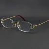 Neue Metall randlose Luxus Diamant geschnitten Brillen Leserahmen Frauen Brillen große quadratische Gläser mit Box 18K Gold Mode optische männliche und weibliche kurzsichtige Rahmen heiß