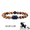 Oeil de tigre pierre 12 Constellation Couple brin Bracelet hommes Lion Bélier Verseau Sagittaire Zodiaque Balance Bracelets pour femme Bijoux d'amitié