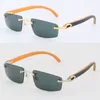 Großhandel Mann Frau Brille Frames für Frauen Dekor Holz Sonnenbrille Rahmen Randlose Männer Fahren 18 Karat Gläser Hohe Qualität UV400 Linsen Katze Eyewear Größe: 54-18-140mm