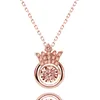 Collana con ciondolo a forma di corona Love Sweet Princess Crystal Rose Gold Strass Round Shiny Zirconia Neck Chain Jewelry Collane all'ingrosso 2021