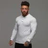 Осенняя рубашка поло с длинным рукавом Polo Men Slim Fit Holl-Over Воротник Мода Повседневная Хлопок Дышащий Сплошной Цвет Бизнес Поло Рубашка 210421