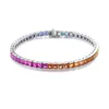 Bracelet de Tennis saphir bleu, arc-en-ciel coloré, ensemble de bijoux en argent S925 pour couple