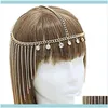 Bijoux de cheveuxpinces à cheveux Barrettes à la main en métal gland front strass pendentif chaîne bijoux pour femmes Boho mariée tête de mariage Headpie