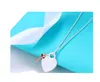 Naszyjnik TIFF 925 Srebrny Naszyjniki Biżuteria Wykwintna rzemiosła z oficjalnym logo Classic Blue Heart Hurtownie Luksusowa Projektant Bransoletka + Pudełko