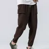Bomull Harem byxor med fickor Mens vår sommar mode streetwear Casual Drawstring elastiska midja fitness joggare byxor x0723
