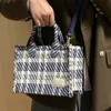 Lyxig designer handväskor hög kapacitet väska mode mångsidig plaid mesh röd minoritet messenger väskor kvinnlig bärbar tote bag