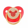 Pacifiers # Luxury Spädbarn Dummy Rosa Rhinestone BPA Gratis Bling Pacifier för spädbarn Nippel Baby Shower Chupetes Parabes