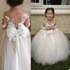 Schönes Spitzen-Blumenmädchenkleid mit 3D-Blumenapplikationen für Kinder, Geburtstag, Party, Ballkleid, Hochzeit, Abschlussball, formelle Kleidung