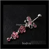 Bell Drop Delivery 2021 D0030 (1) Couleur rose Bowknot Style Nombril Anneau Nombril Anneaux Corps Piercing Bijoux Dangle Accessoires De Mode