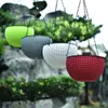 OOTDTY Beautiful Round Plastic Flower Pot Garden Plant Chain Woven Wicker Hanging Planters Balcony Decoration 1331 V2