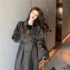 Abrigos mujer invierno Autumn Winter retro Style Solid Color Long Sleeve Waist lapel Woolen Coat female Blends 623E 210420