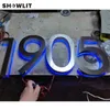 Blue Lighting Door Sign Backbelt Hemnummer Led Halo Lit House Number Custom Made Other Hardware