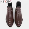 Femmes bottines mode rétro Rivet bottes femme automne hiver bout pointu chaussures femme chaussures à talons bas grande taille 35-43 K78