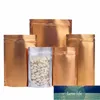 100st CLEAR FRONT GOLD BACK Translucent dragkedja Värme Tätning Plast Pet Food Nuts Tea Kaffe Spice Spannmål Golden Pouches Fabrikspris Expert Design