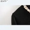 Kadınlar Tatlı Dantel Çırpma Siyah Şenil Mini Elbise Femme Dönüş Yama düğmeleri Vestido Şık Parti Giyim DS4915 210420
