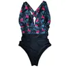 2021 One Piece Swimsuit Print Swimwear Women Cross Monokini Sexy Backless Bathing Suit Halter Beach Wear Deep V Bodysuit 1136 Z2