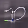 Pipa de fumar de vidrio portátil Bong mini 10 mm Quemador de aceite femenino Cachimba Grueso Pyrex Embriagador Reciclador de viaje Bongs Plataformas de aceite con recipiente de aceite y manguera