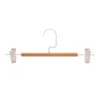 50pcs Wooden Pants Hangers with Metal Clips Wood Skirt Hanger Trousers Rack Clip Clothes Pegs